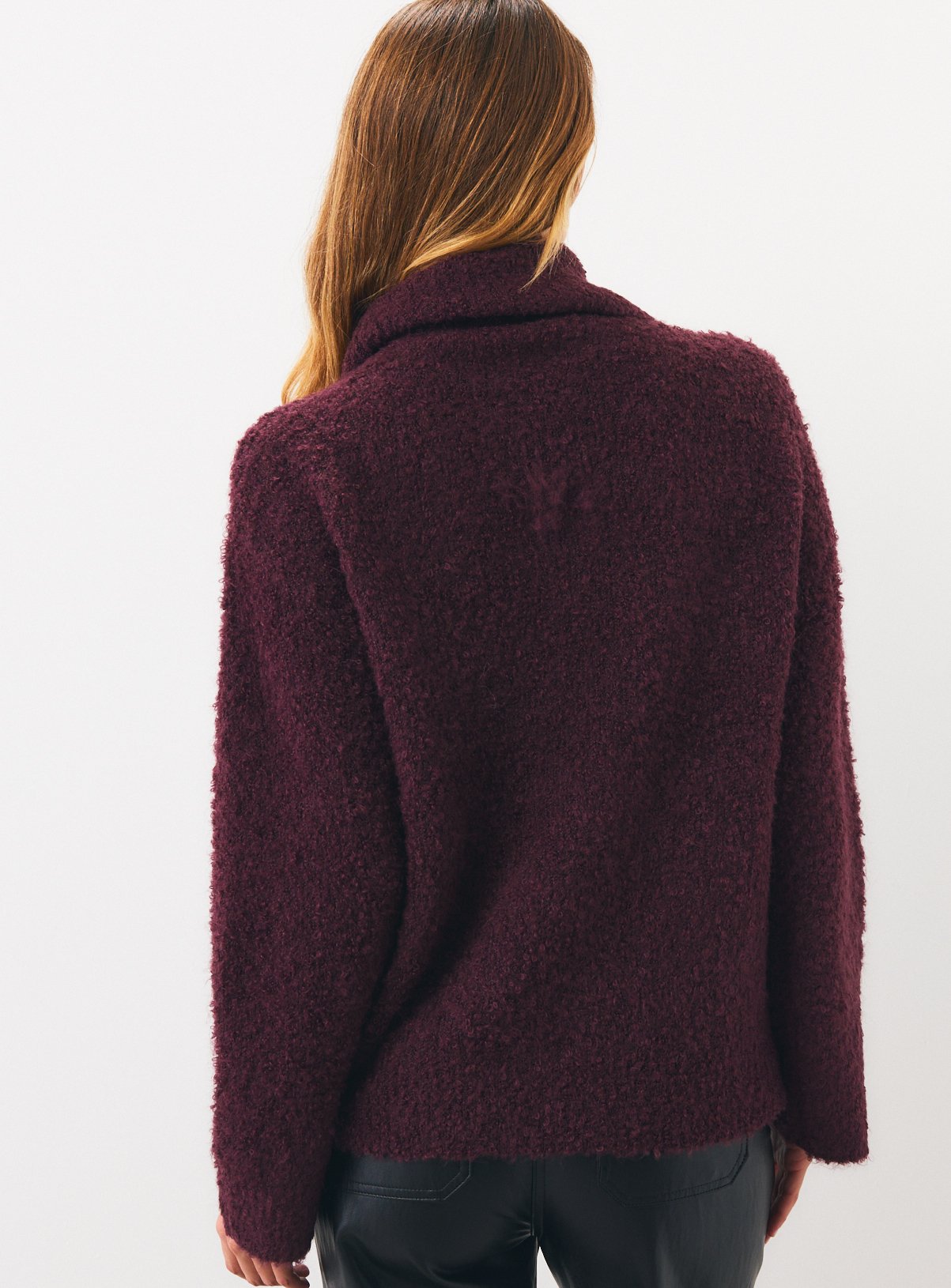 Dark Red Boucle Roll Neck Sweater XS - Image 4 thumbnail